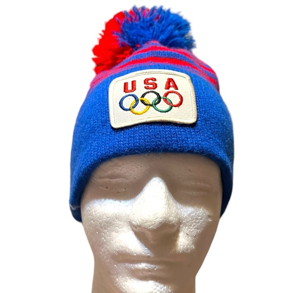 Vintage Drew Pearson Team USA Olympics Beanie Hat Pom Clutch Winter - Picture 4 of 12